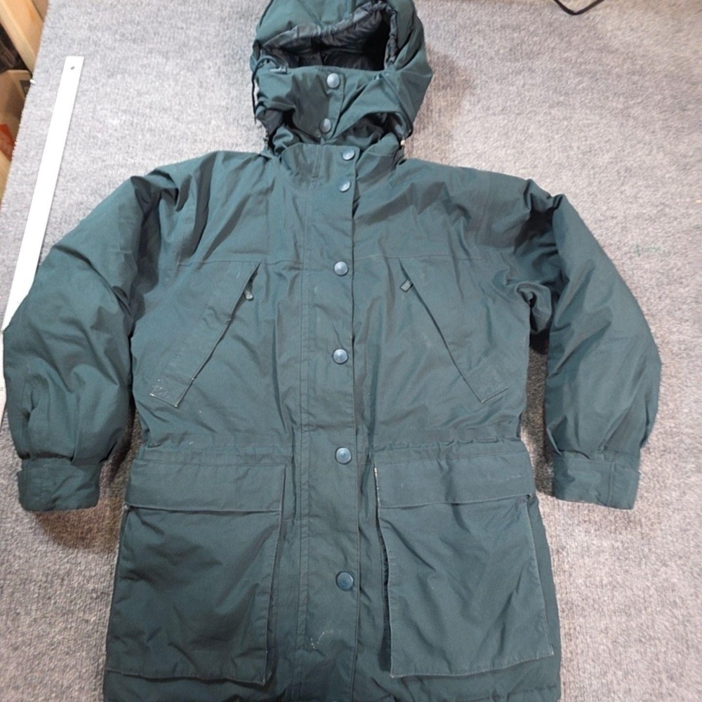 Eddie Bauer Coat Womens Petite M Green GORE-TEX Down Parka Hooded Long Winter